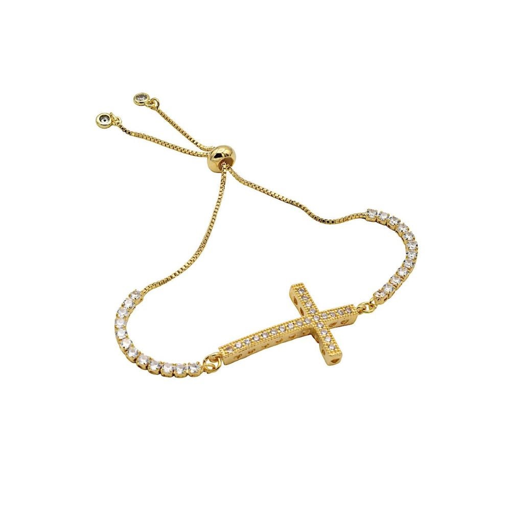Gold Filled Alternative Bracelet Slider Chain, Adjustable with Cubic Zirconia (1mm Width, 1.5-3 Inch Length, 18k Gold Finish)