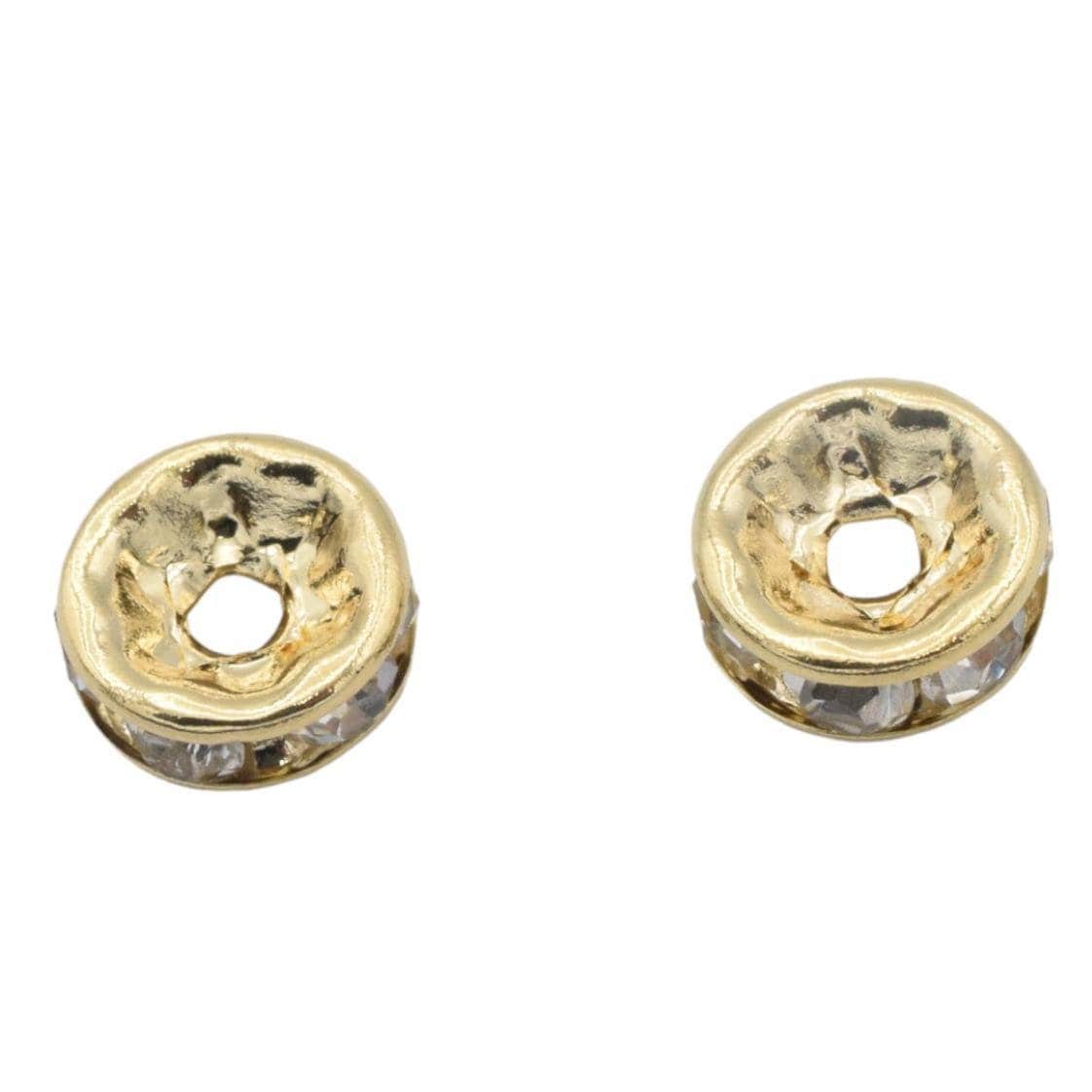 Gold Filled Alternative EP 14k 8MM Rhinestone Roundel Spacer Bead: Sparkling Crystal Detail - Durable Gold Tone, Jewelry Supplies