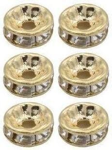 Gold Filled Alternative EP 14k 8MM Rhinestone Roundel Spacer Bead: Sparkling Crystal Detail - Durable Gold Tone, Jewelry Supplies