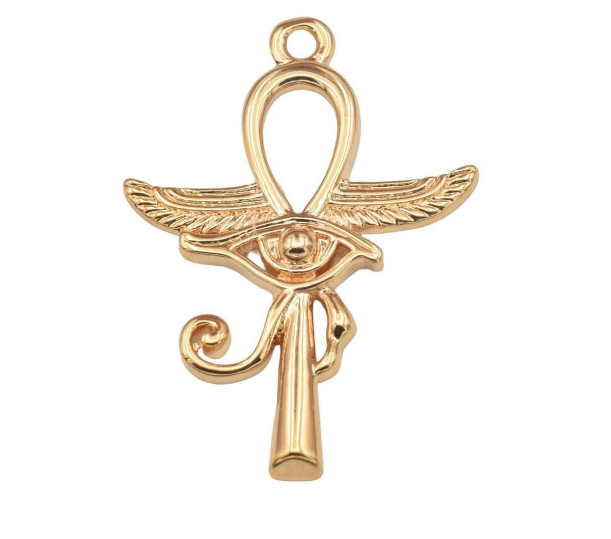 EP Egyptian Ankh Pendant Charm - Eternal Life Symbol Jewelry Component, Gold Filled Look, Copper Base, Loop Top Design