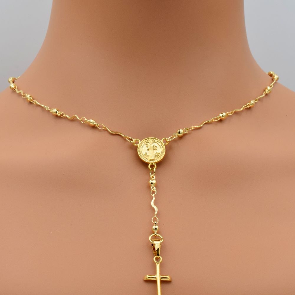Gold Filled Look, Saint Benedict/ San Benito Rosary center for jewelry making 18k  GF4002 jewelry making supplies - detail...