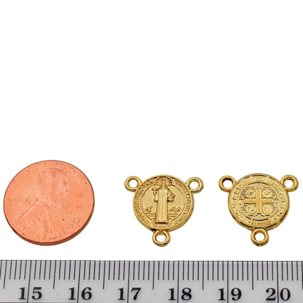 Gold Filled Look, Saint Benedict/ San Benito Rosary center for jewelry making 18k  GF4002 jewelry making supplies - detail...