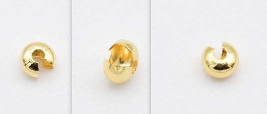 Gold Filled Alternative 14k Crimp Cover Jewelry Findings, EP Durable Finish (4mm & 5mm Sizes, Base, Tarnish Resistant)