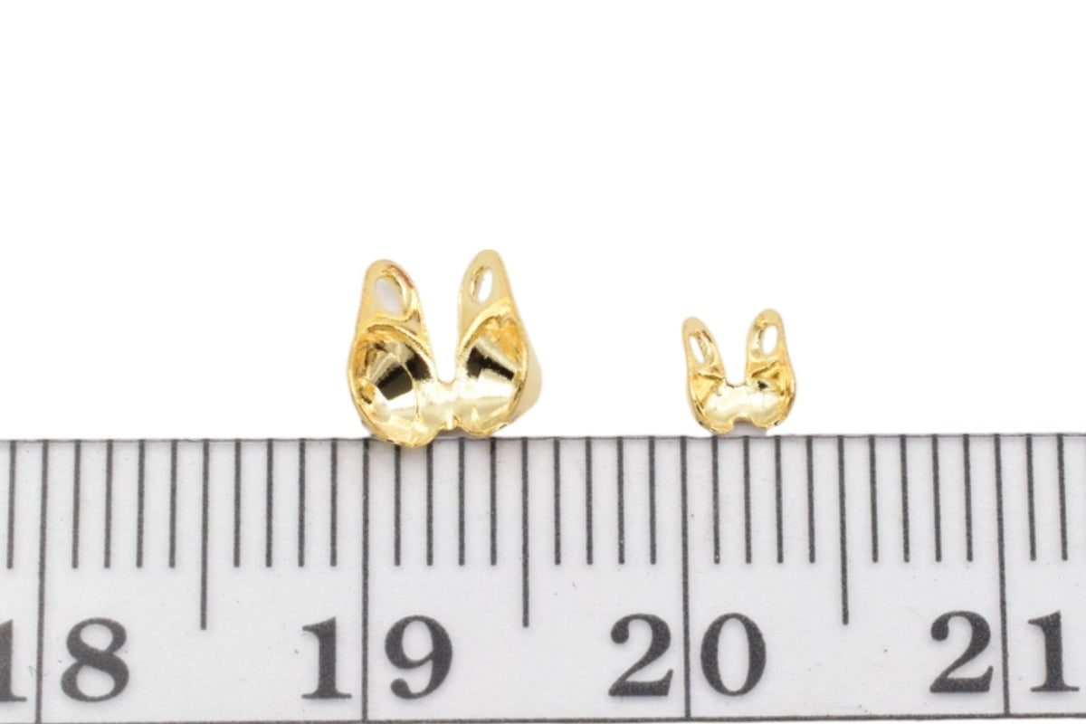 Gold Filled Look, 14k Shell Crimp cover for jewelry making sizes 1.5mm and 3mm  12pcs/pk jewelry making supplies - detail...