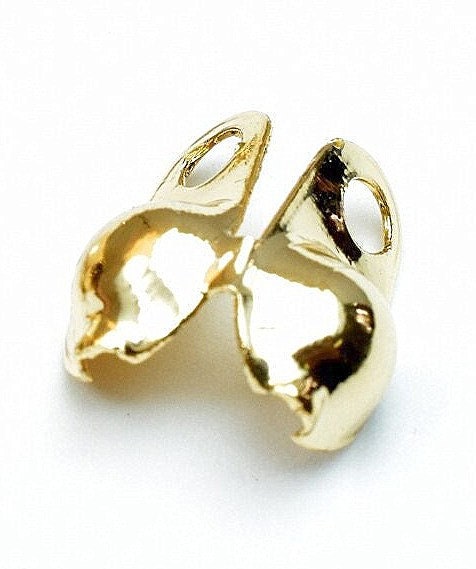 Gold Filled Look, 14k Shell Crimp cover for jewelry making sizes 1.5mm and 3mm  12pcs/pk jewelry making supplies - detail...