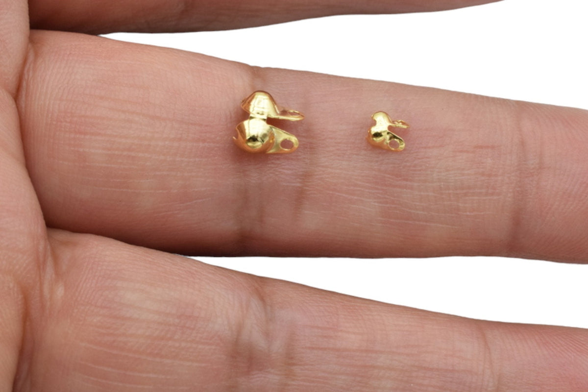 Gold Filled Look, 14k Shell Crimp cover for jewelry making sizes 1.5mm and 3mm  12pcs/pk jewelry making supplies