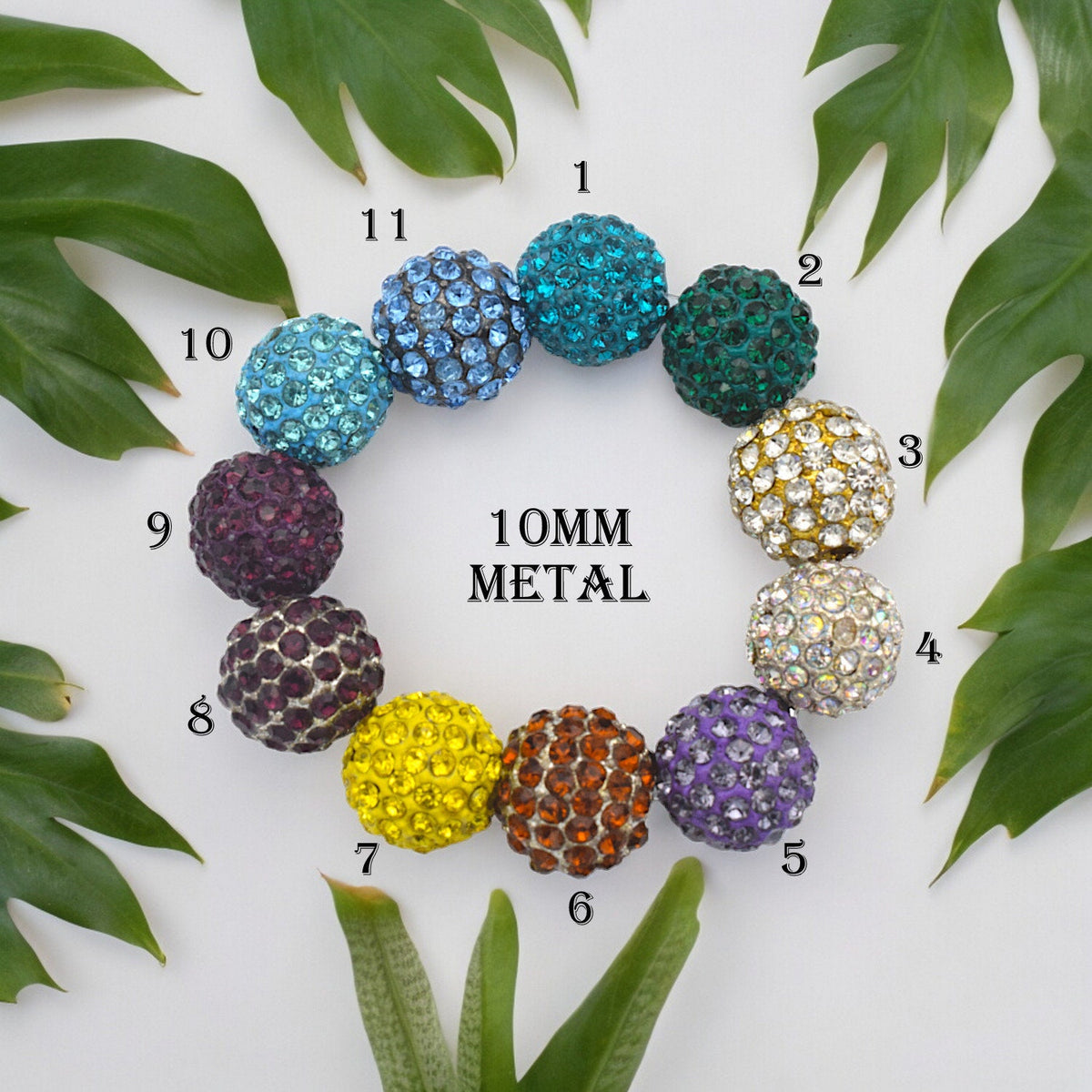 Pave Beads Metal, Clay Jewelry Making - 10mm Micro Pave Rhinestone Beads - Mixed Material Sparkle, Vibrant Colors, Jewelry Design