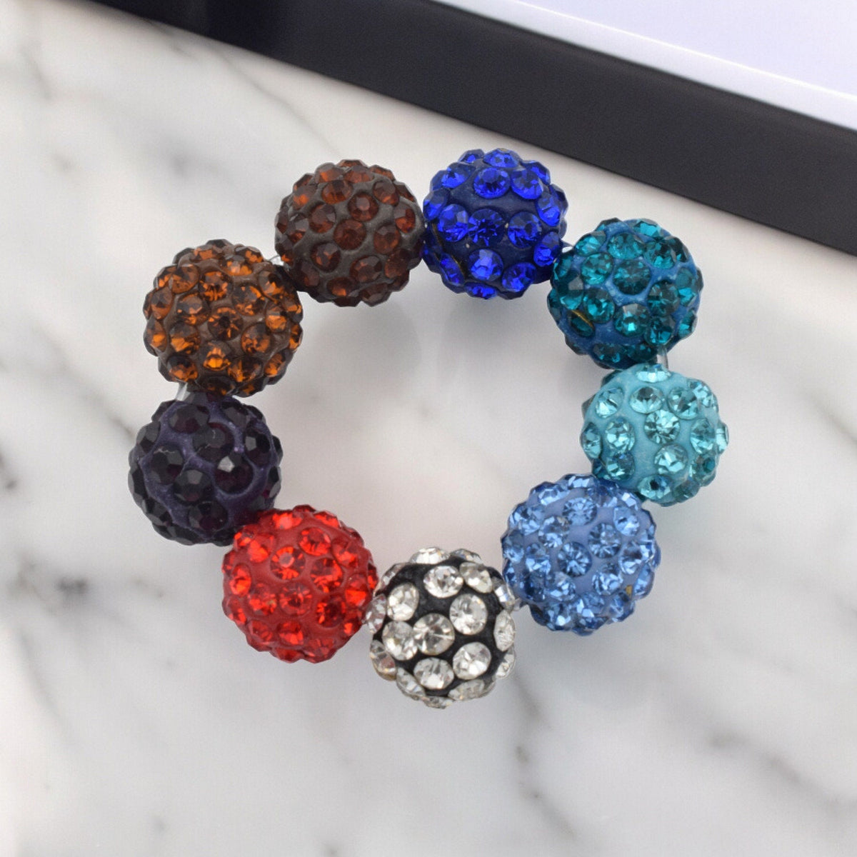 Pave Beads Metal, Clay Jewelry Making - 10mm Micro Pave Rhinestone Beads - Mixed Material Sparkle, Vibrant Colors, Jewelry Design