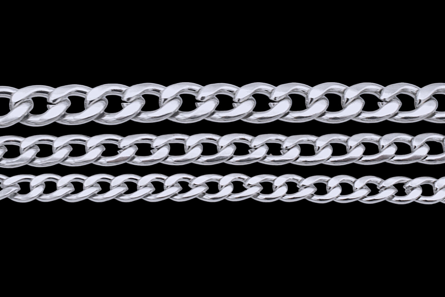 Steel Curb Chain Jewelry: Premium Polished Metal - Versatile Crafting Chain, Multiple Sizes 2mm to 10mm, High Gloss Finish