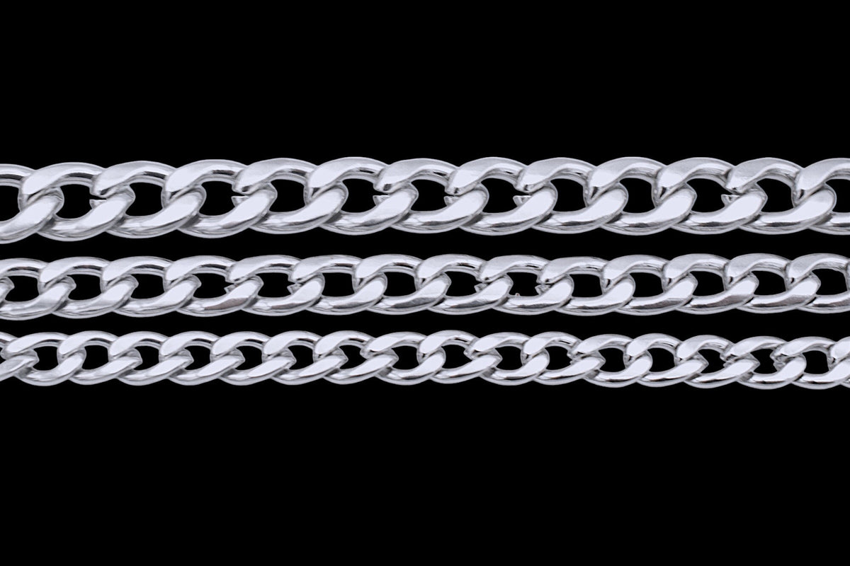 Steel Curb Chain Jewelry: Premium Polished Metal - Versatile Crafting Chain, Multiple Sizes 2mm to 10mm, High Gloss Finish