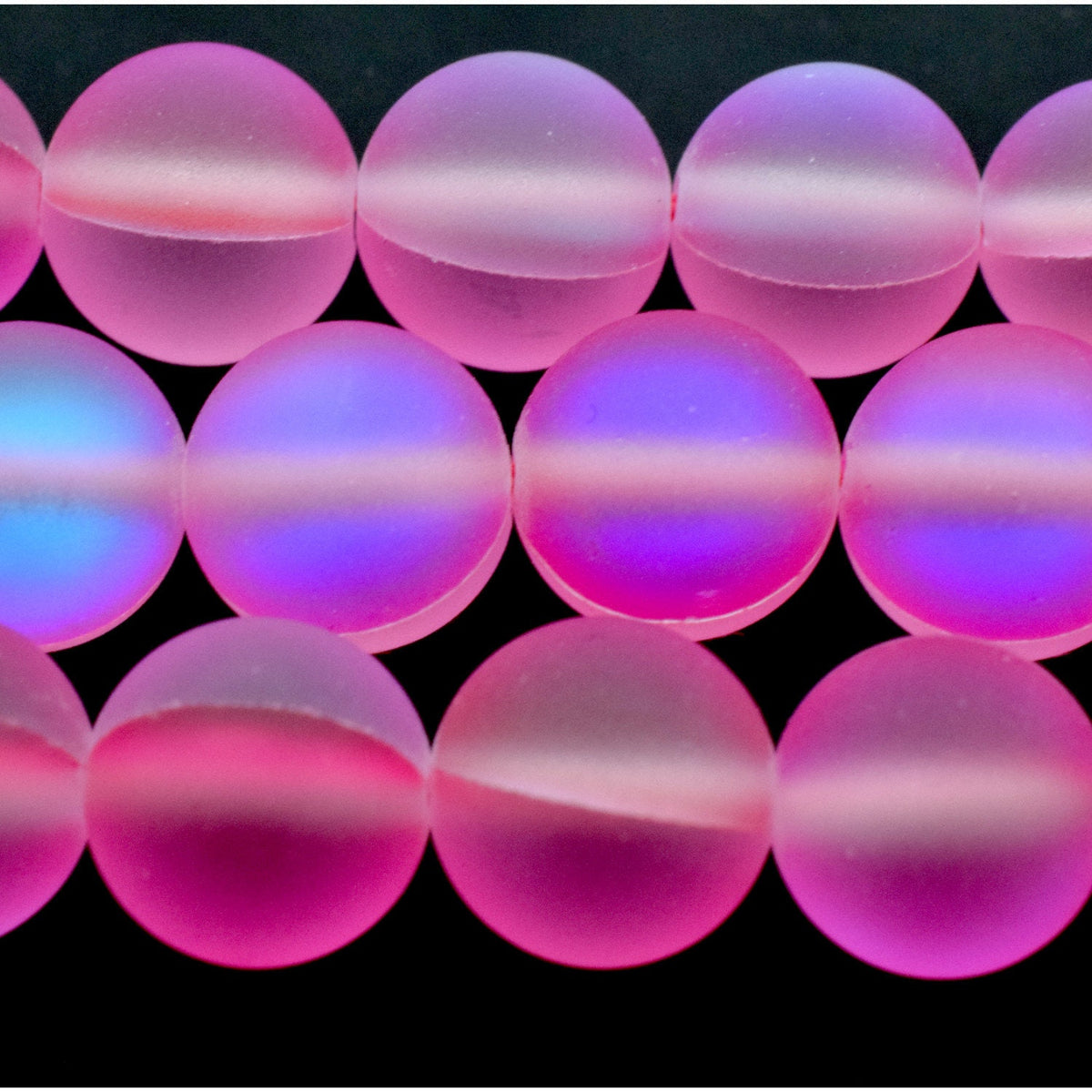 Matte Pink Opal Beads for Jewelry Making, Fuchsia Gemstone Strands (6mm-10mm)