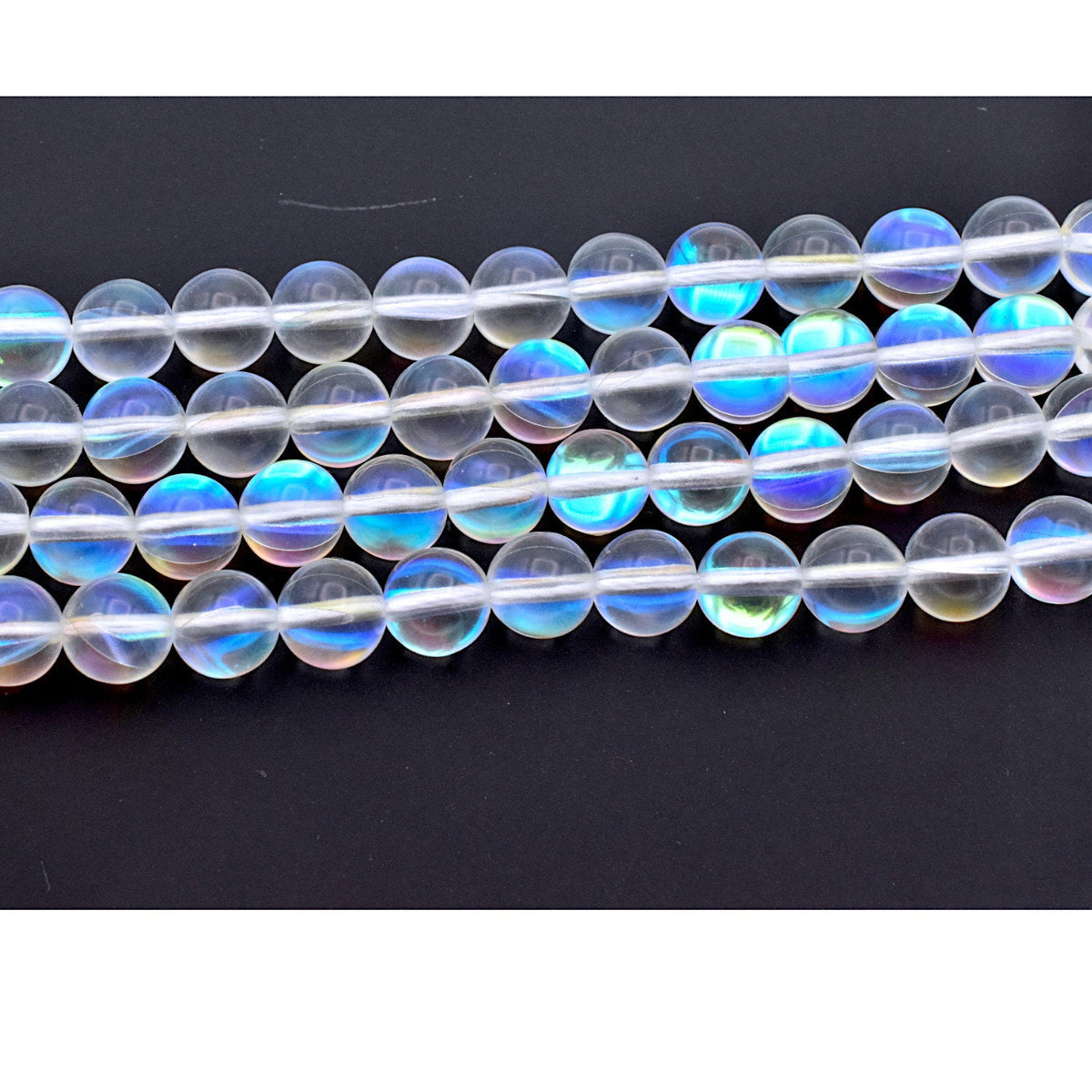 Clear Opal Gemstone Beads: Iridescent Blue Green Colors, Smooth Round Strands (6mm-10mm, Natural Stone for Jewelry Design)