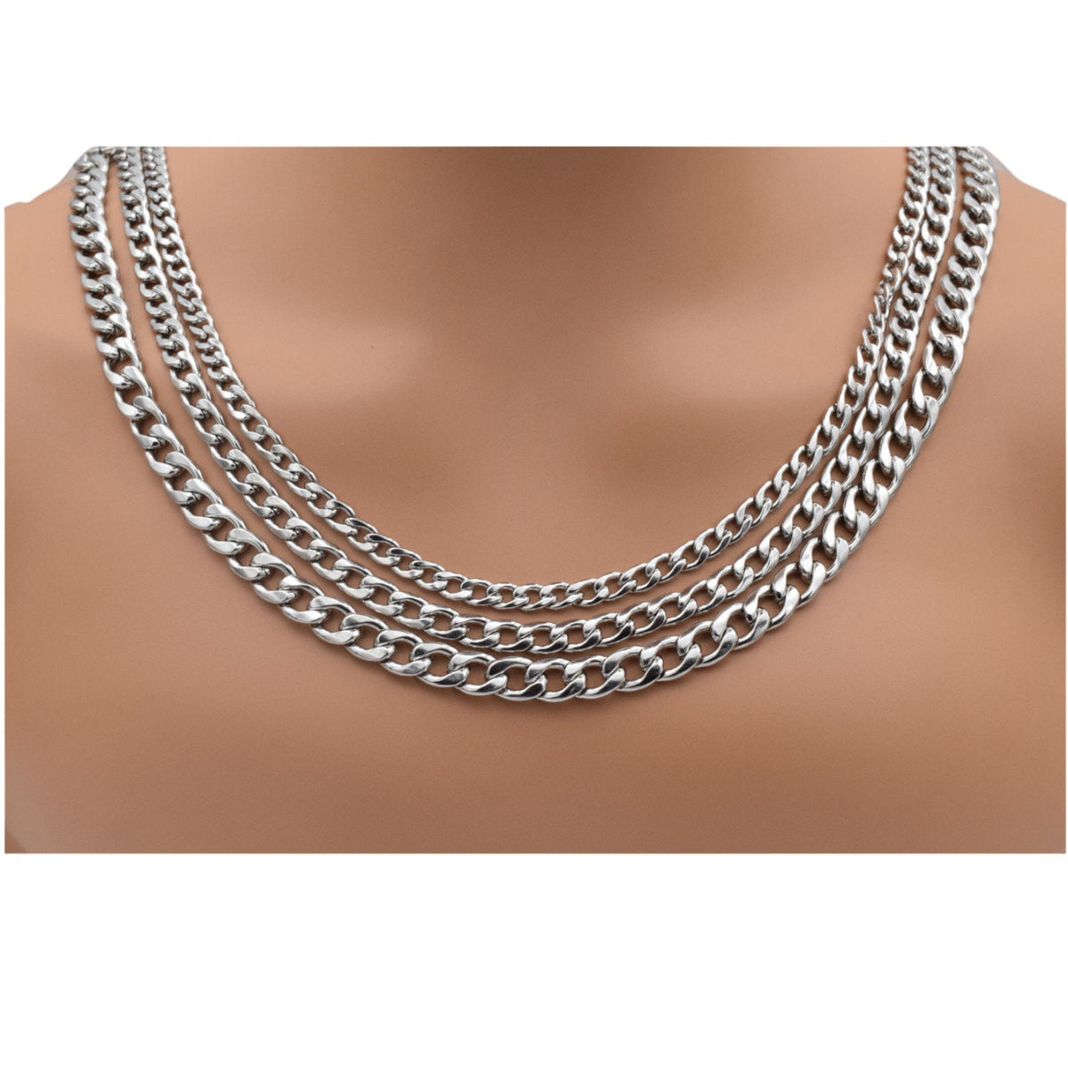 Steel Curb Chain Jewelry: Premium Polished Metal - Versatile Crafting Chain, Multiple Sizes 2mm to 10mm, High Gloss Finish