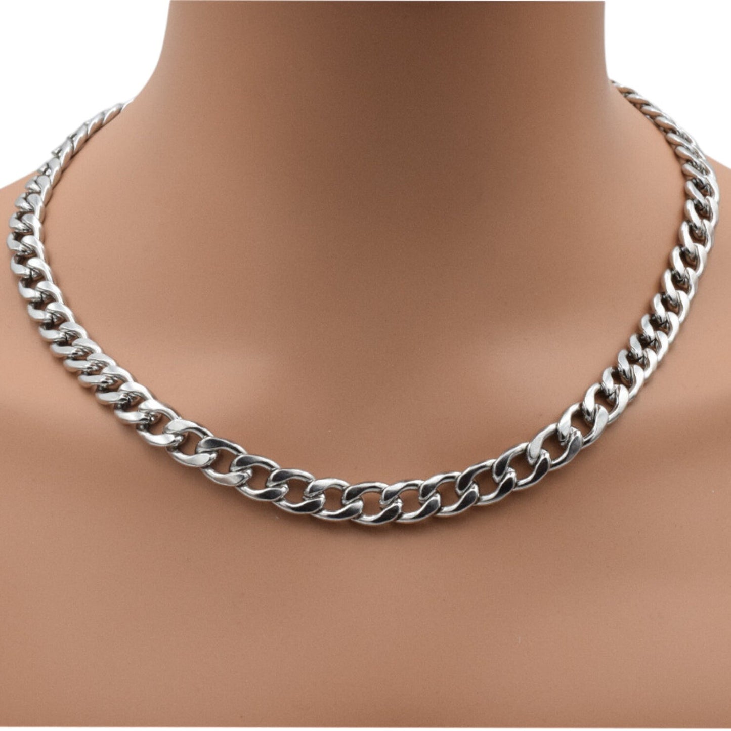 Steel Curb Chain Jewelry: Premium Polished Metal - Versatile Crafting Chain, Multiple Sizes 2mm to 10mm, High Gloss Finish