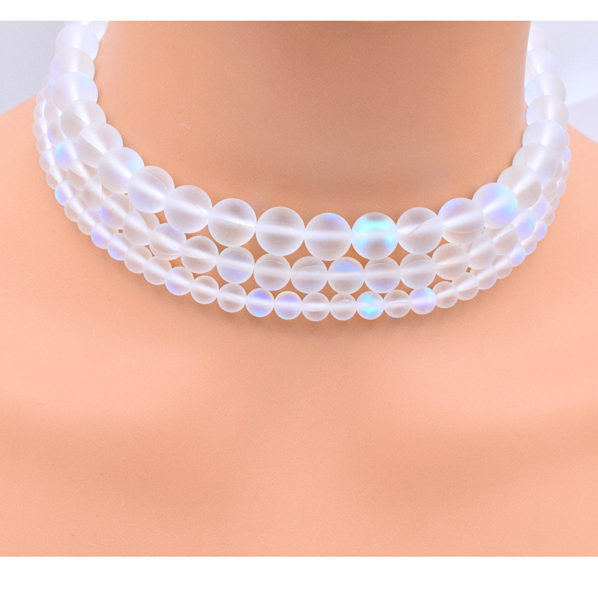 Matte White Opal Gemstone Beads: Luminous Iridescent Finish - Natural Polished Stones, Multi-Size Strands for Jewelry Crafting