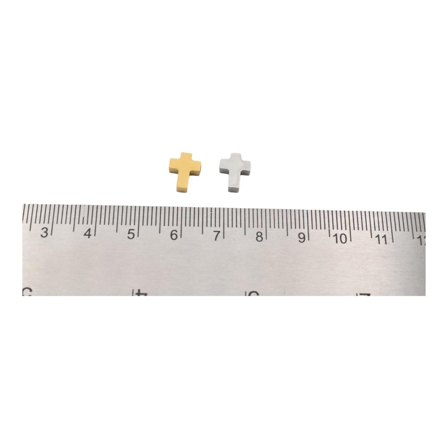 Charm Spacer Beads Classic Cross Shape, Polished Stainless Steel (10x8mm, 12pcs, Tarnish-Resistant, Smooth Surface)
