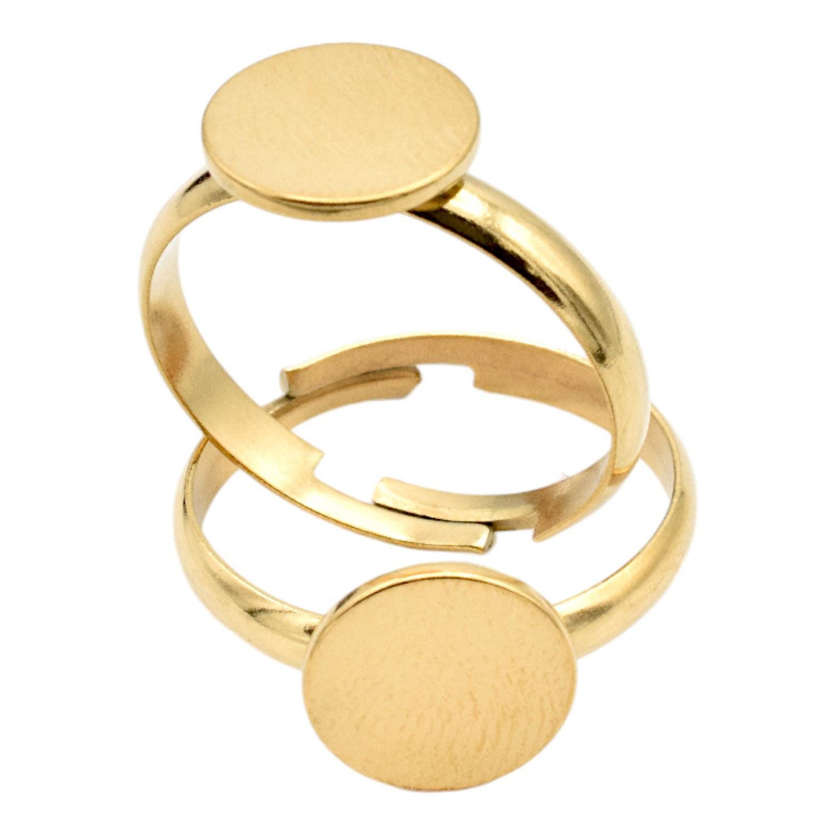 Adjustable Gold Tone Ring Base Blank: Stainless Steel Flat Pad for DIY Jewelry Making