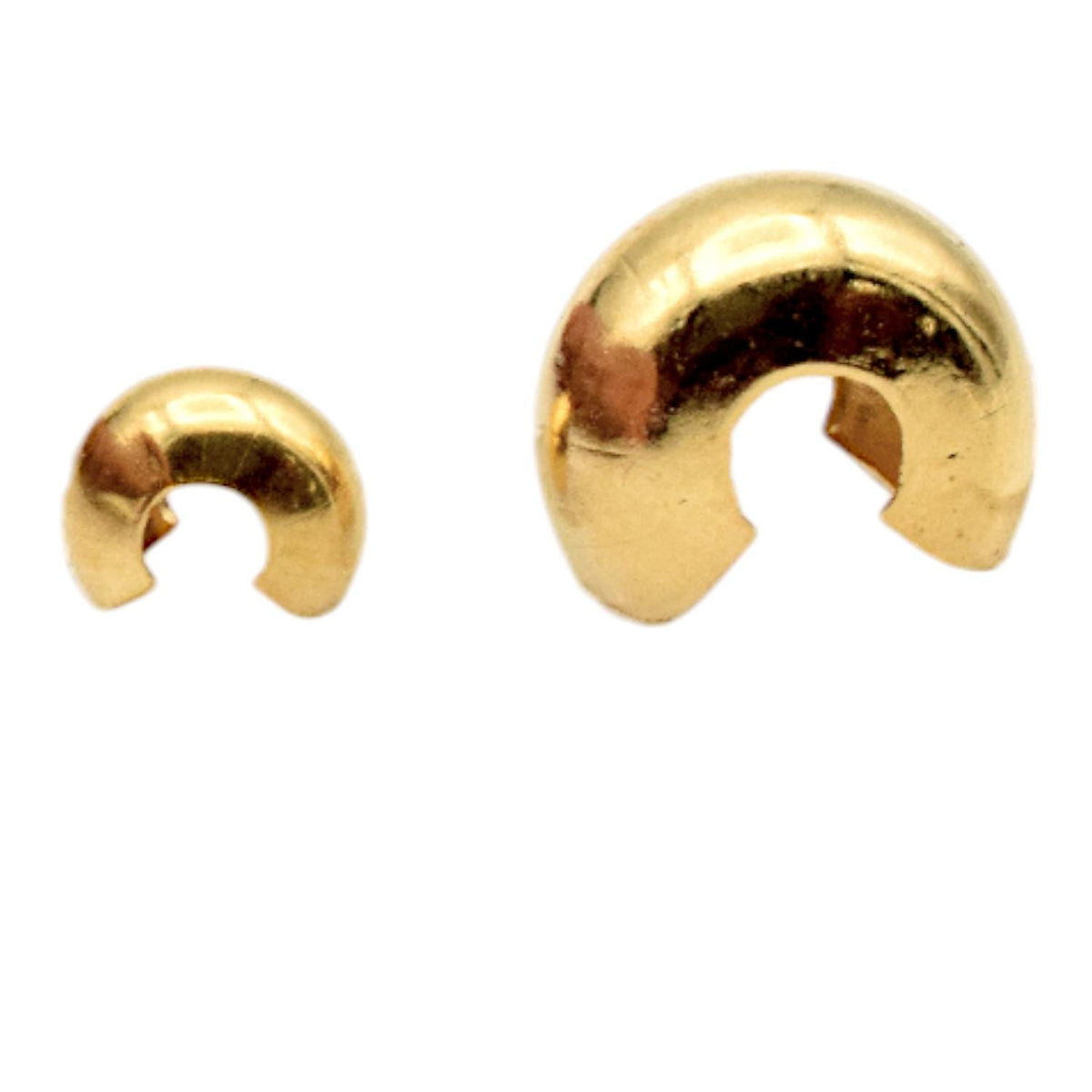 Gold Stainless Steel Crimp Cover Beads: Lustrous Gold Plating - Small, Durable Metal for Jewelry Repair and Craft Supplies