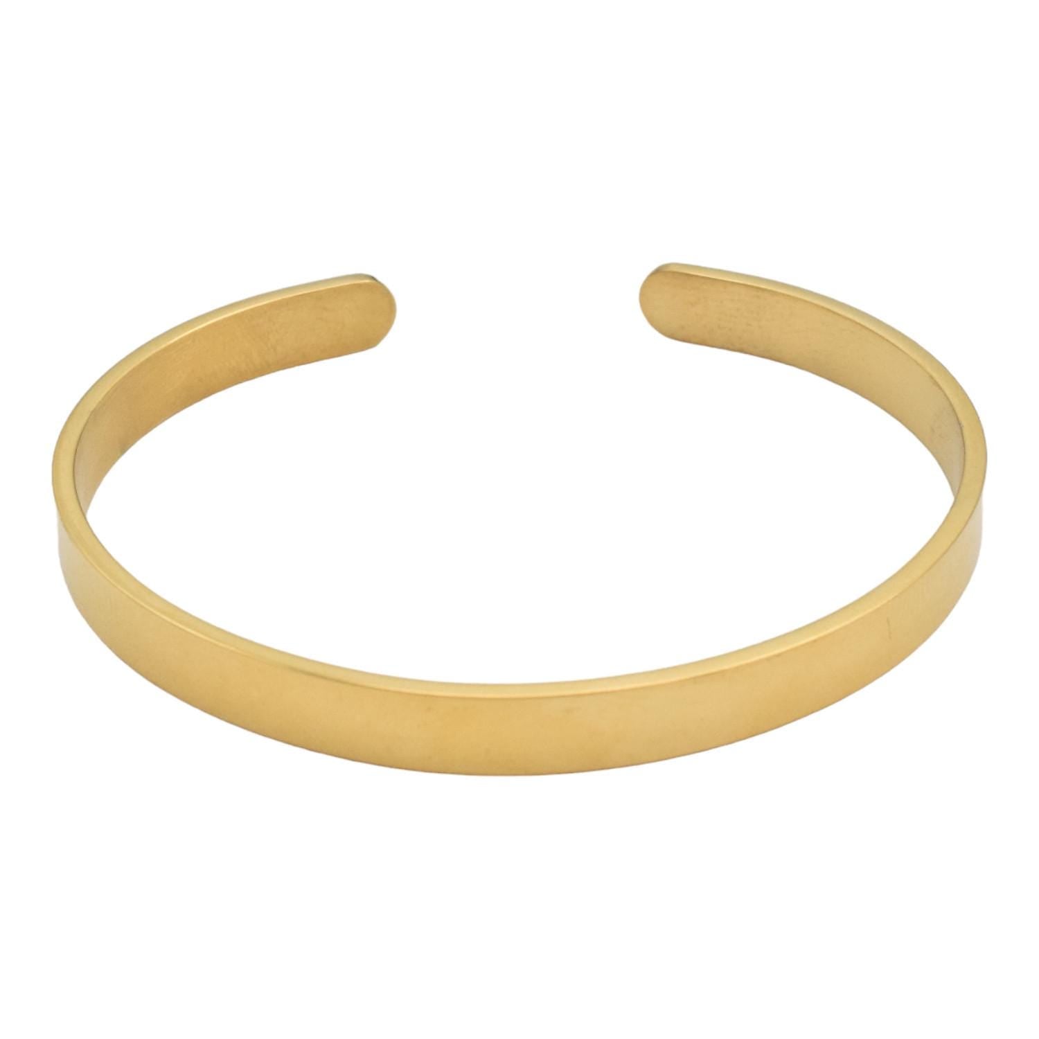 Gold Stainless Steel Bracelet Cuff: Adjustable Minimalist Design, Polished Luxury Finish | 6mm Width, Durable, Comfortable Fit