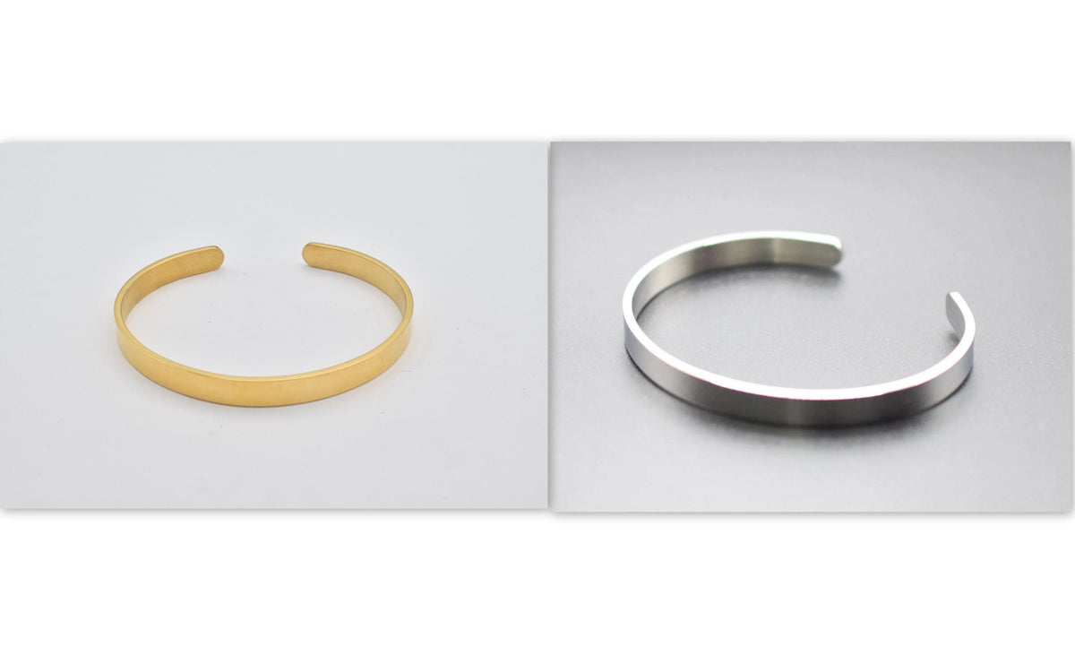 Gold Stainless Steel Bracelet Cuff: Adjustable Minimalist Design, Polished Luxury Finish | 6mm Width, Durable, Comfortable Fit