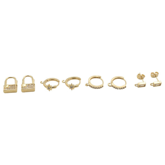 14K Gold Filled Look,Leverback/Stud Hook Earring and Findings Clear Zircon Crystal High quality For Jewelry supplier and w...