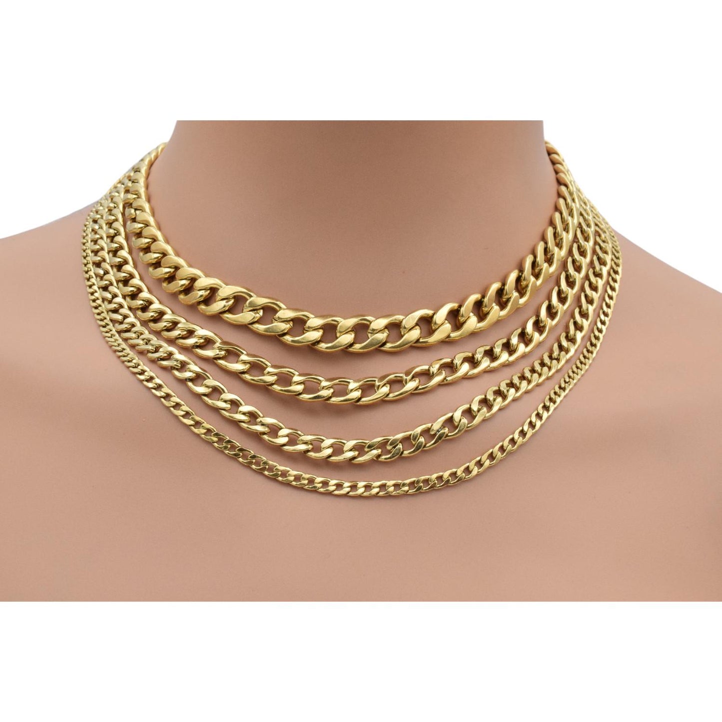 18K Boutique Gold Stainless Steel Curb Chain: Tarnish-Free Waterproof Finish, Sizes 4mm-10mm | Hypoallergenic, Durable | Supply By Yard