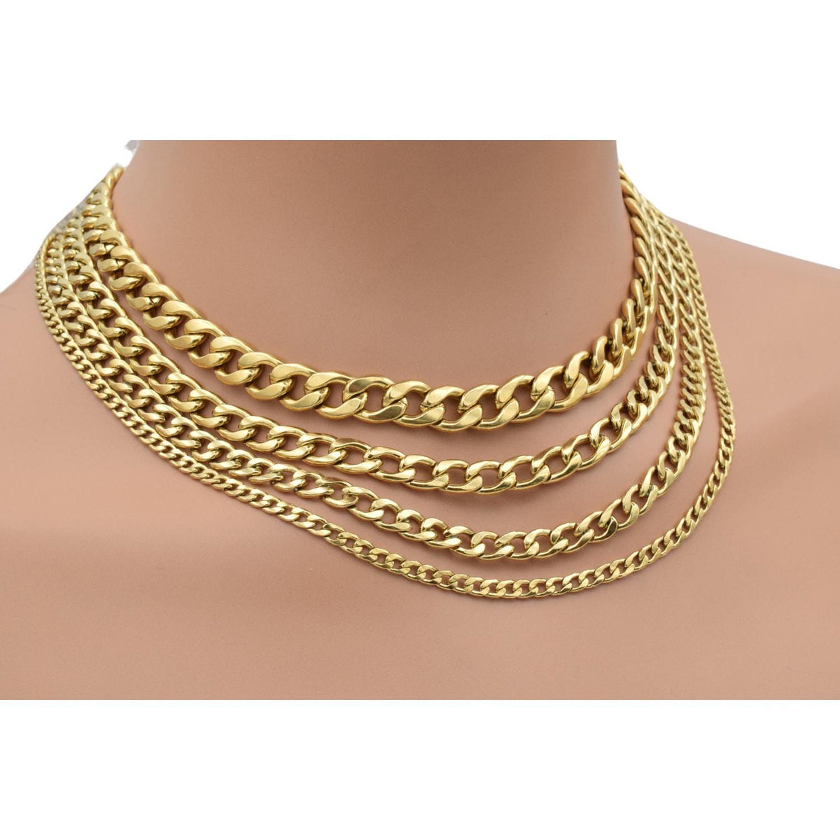 18K Boutique Gold Stainless Steel Curb Chain: Tarnish-Free Waterproof Finish, Sizes 4mm-10mm | Hypoallergenic, Durable | Supply By Yard