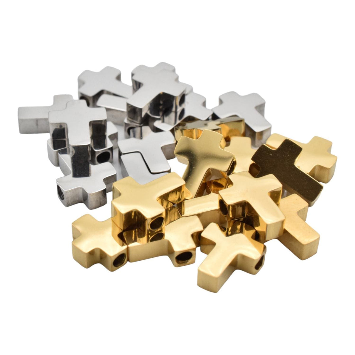 Charm Spacer Beads: Polished Stainless Steel Cross Charms - Durable, Tarnish-Resistant, 10x8mm for Jewelry Making