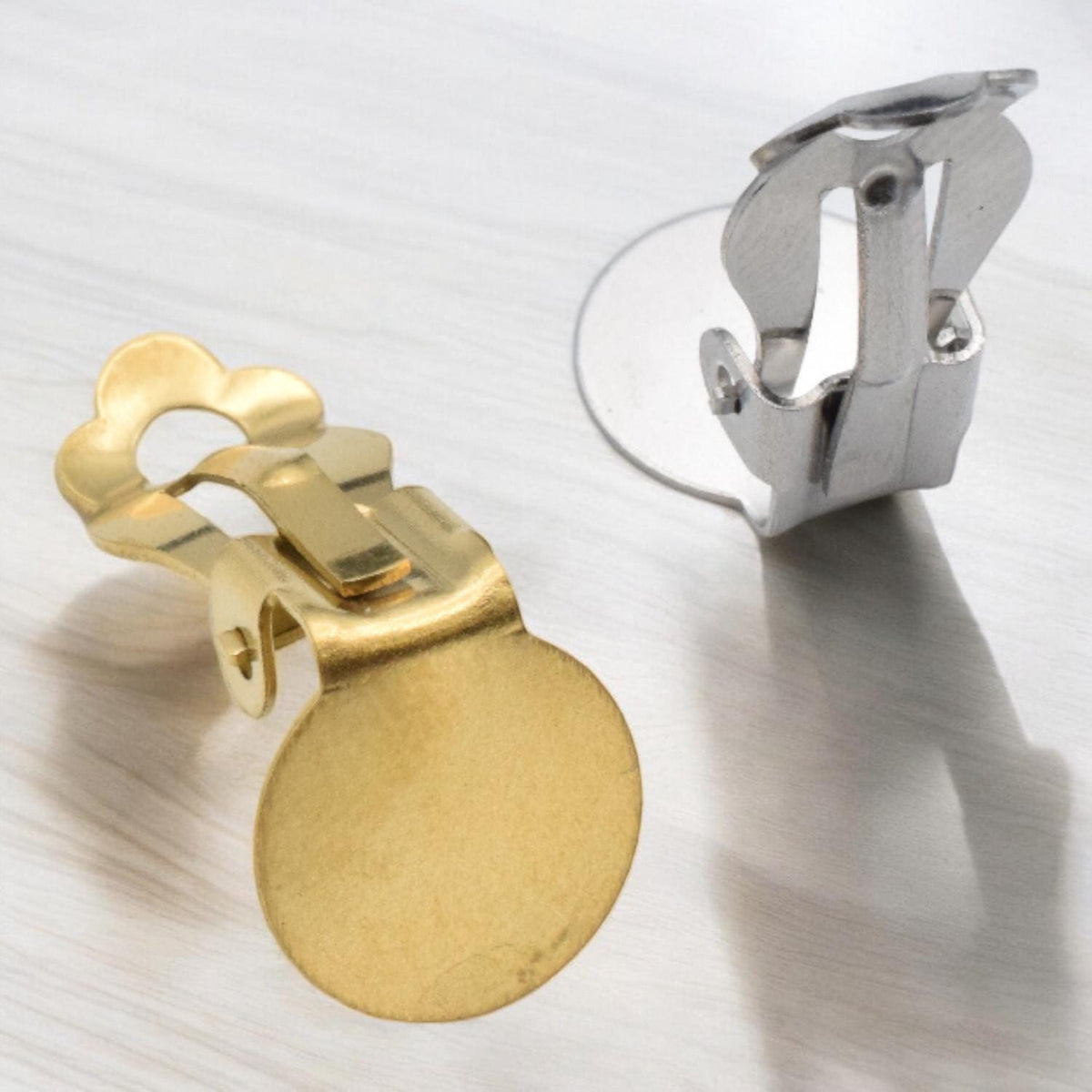 Stainless Steel Clip-On Earring Bases: 10mm Smooth Polished DIY Jewelry Findings (6 Pairs)