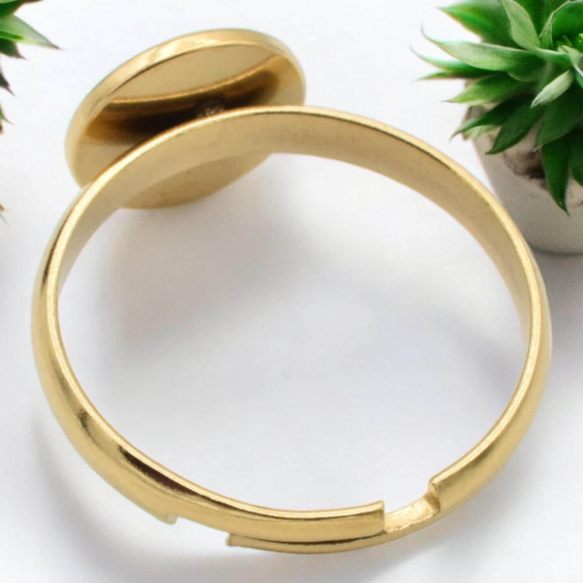 Adjustable Gold Tone Ring Base Blank: Stainless Steel Flat Pad for DIY Jewelry Making