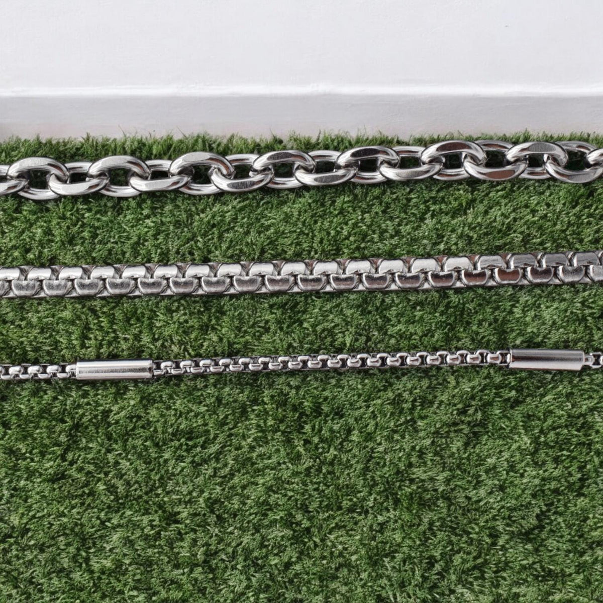 Link Chain Bar Jewelry - Stainless Steel Silver Tone Chains - Cable Snake Box Styles, Bulk Lengths, DIY Crafting