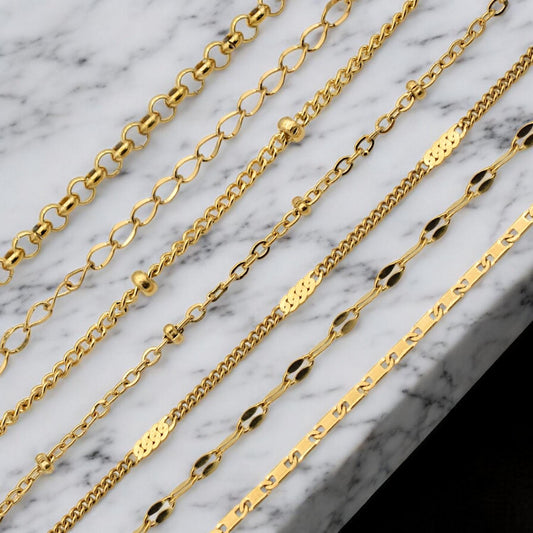 Dainty Gold Plated Chain Material: Refined Smooth Links, Rust Resistant (2-3mm Width, Stainless Steel, Jewelry Craft)