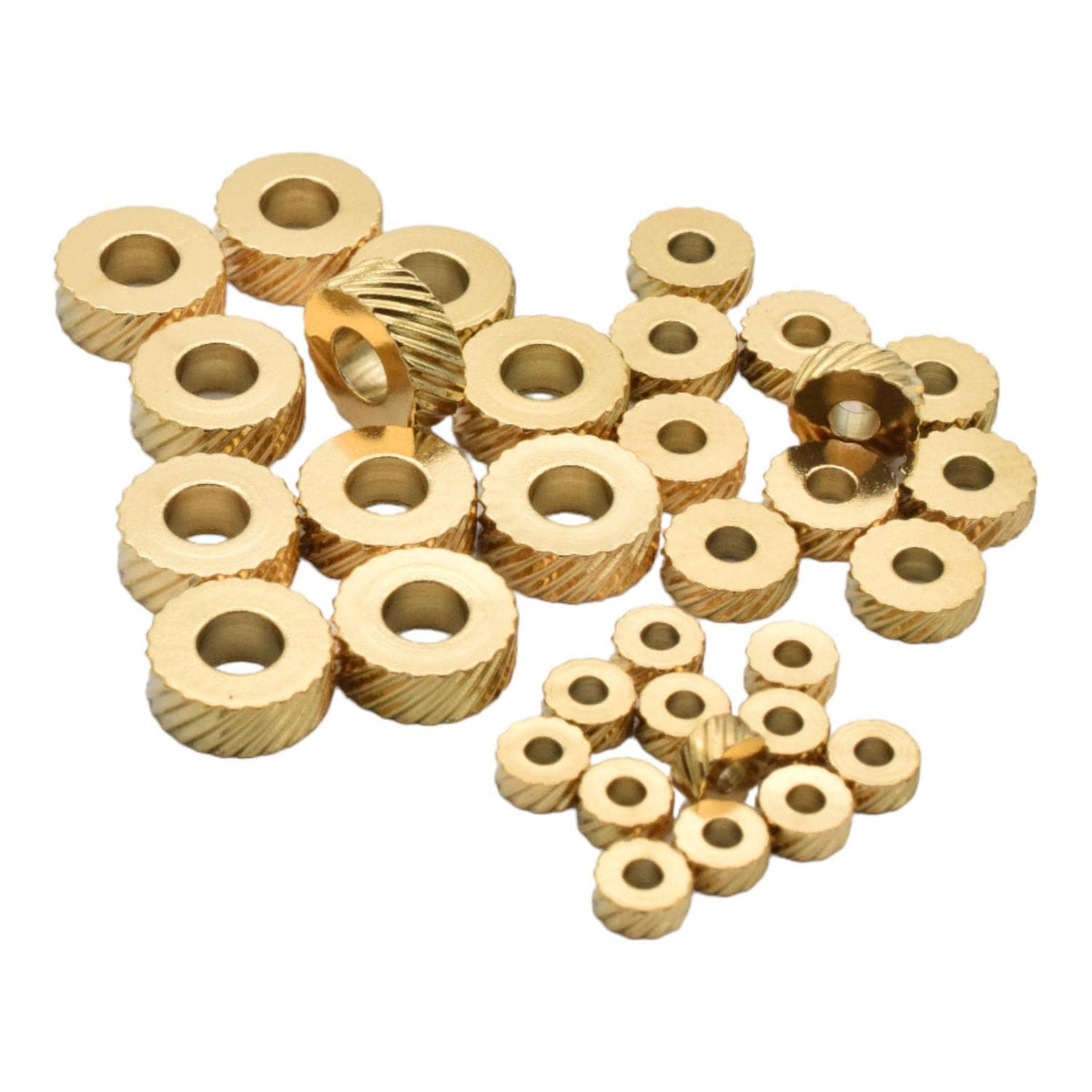 Diamond Cut Diagonal Spacer Beads - Roundel Shape Jewelry Components - Striped Edges, Stainless Steel, Craft Supplies 12 PCs/Bag