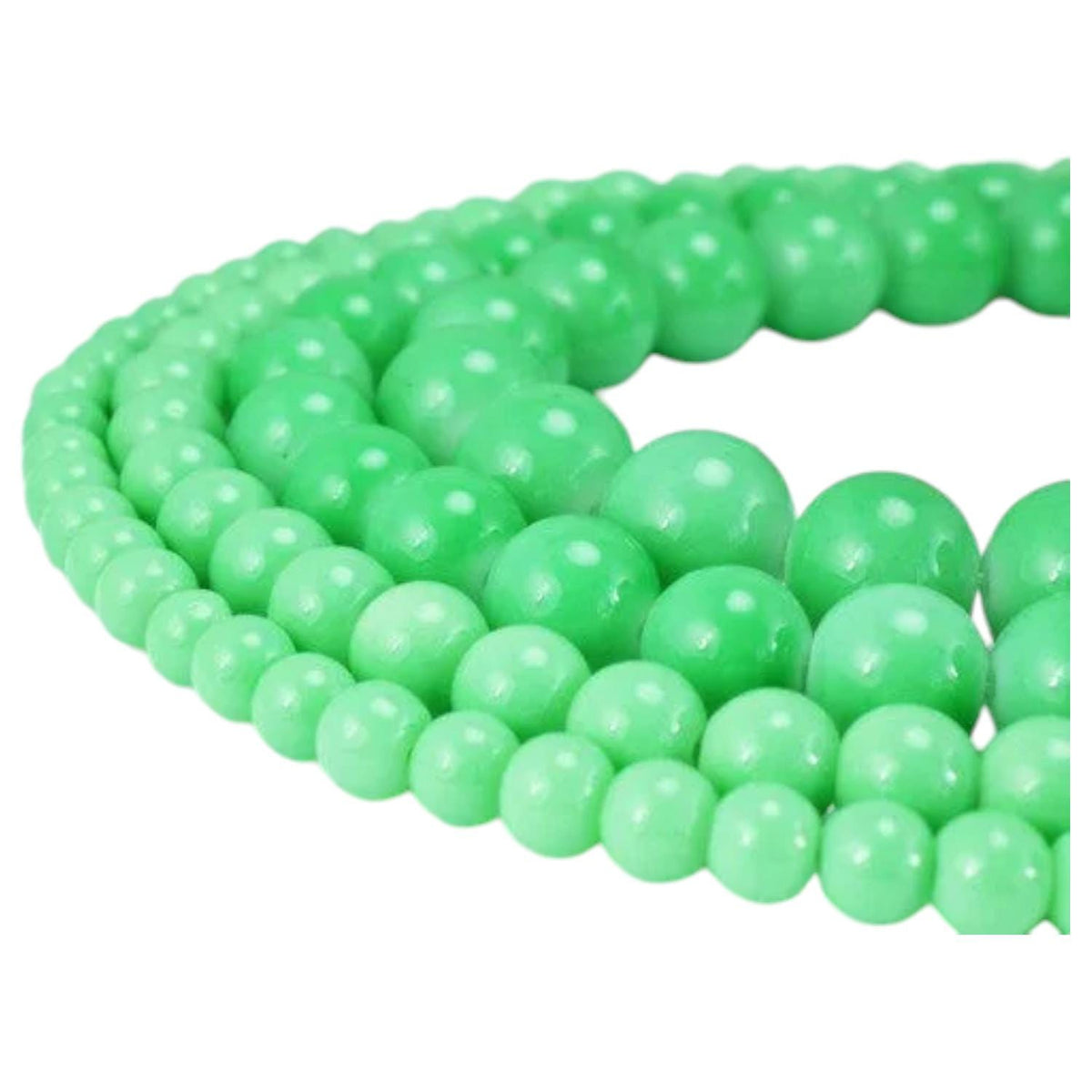 Green Glass Beads Round Shine: Vintage Boho Jewelry Components - Mixed Sizes, Loose Beads for Crafting