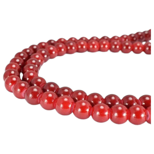 Dark Red Glass Beads Round - 8mm Shine Vintage Jewelry Making Beads - Crystal Finish, Loose, Bohemian Style
