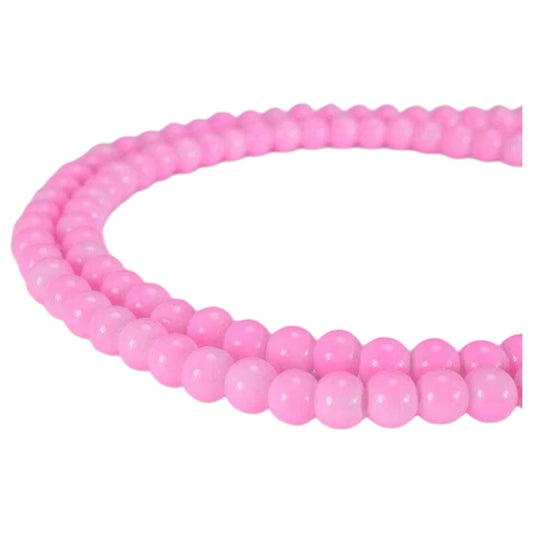 Pink Glass Beads Round 6mm Shine: Bohemian Crystal Pearl, Matte and Crackle Styles - Craft Supplies, Jewelry Components