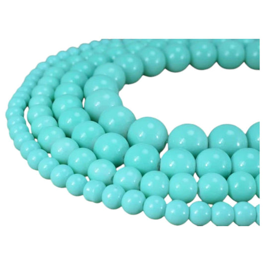 Blue Green Glass Beads Round Shine: 6-12mm Assorted Sizes, Bohemian Style | Vintage Pearls, Jewelry Making Supplies | Bulk Craft Beads