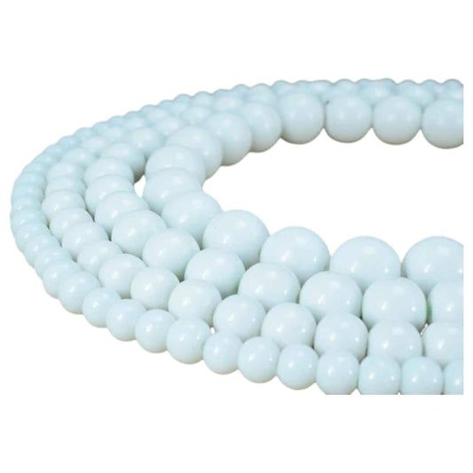 White Glass Beads Round: Shiny Crystal Style - 6mm to 12mm, Loose Pearls, Jewelry Craft Essentials