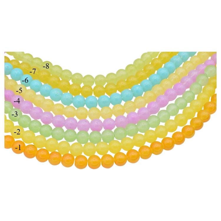 Pastel Glass Beads Strand Jewelry Making, Softly Hued Colors (8mm & 10mm Sizes, Bulk Pack, Craft Supplies)