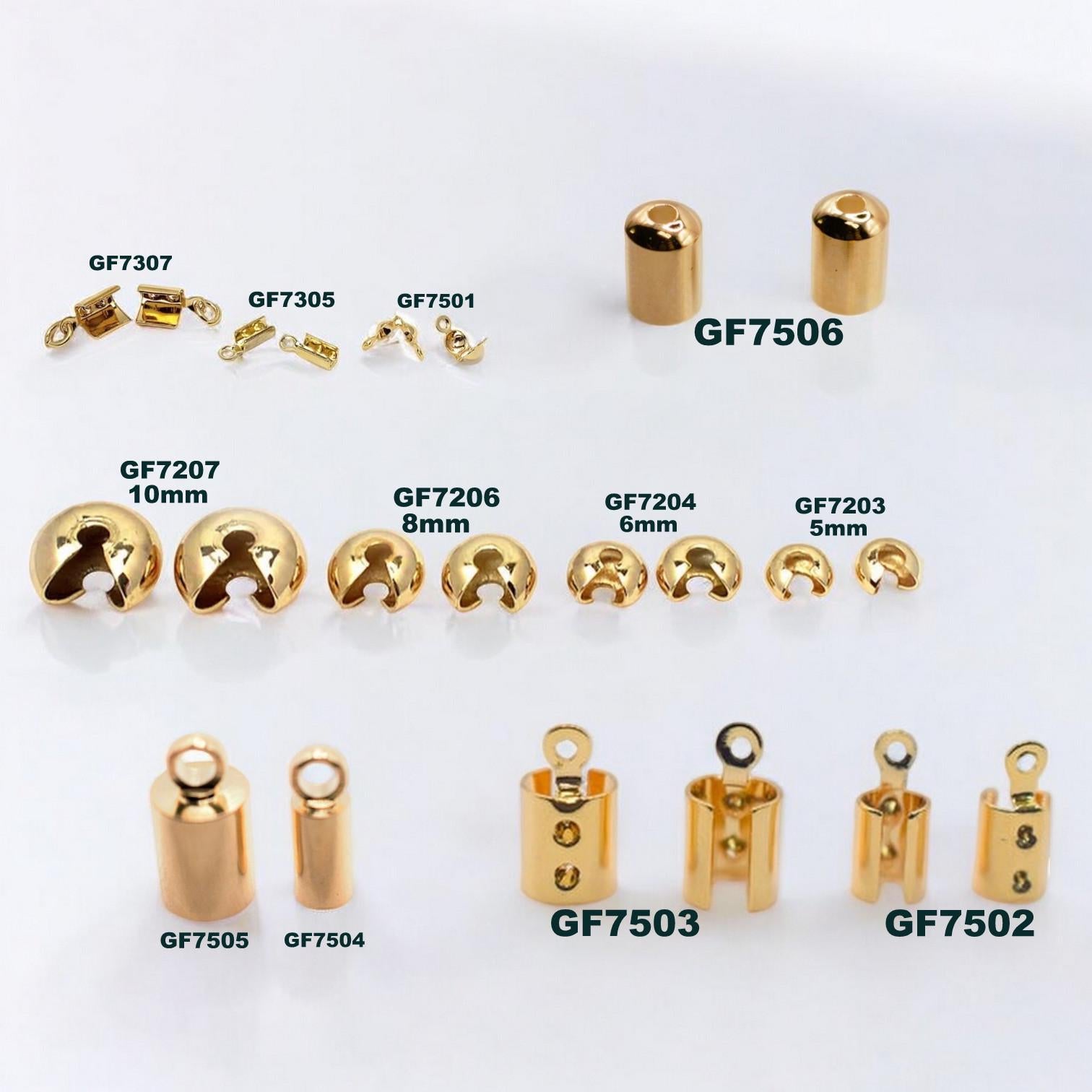 Gold Filled Alternative Cord End Caps Crimp Covers Bead Tips Jewelry Making Findings Assorted Sizes
