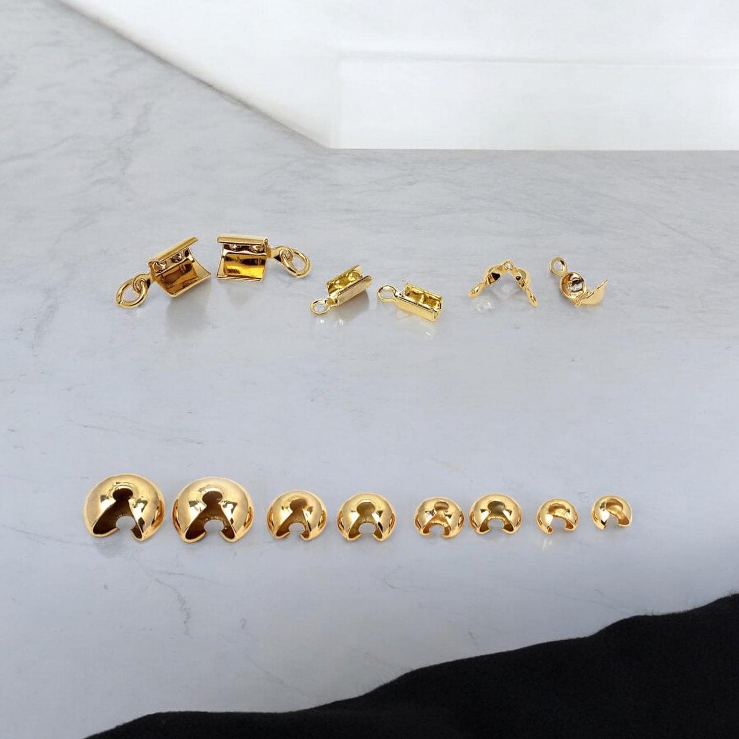 Gold Filled Alternative Cord End Caps Crimp Covers Bead Tips Jewelry Making Findings Assorted Sizes