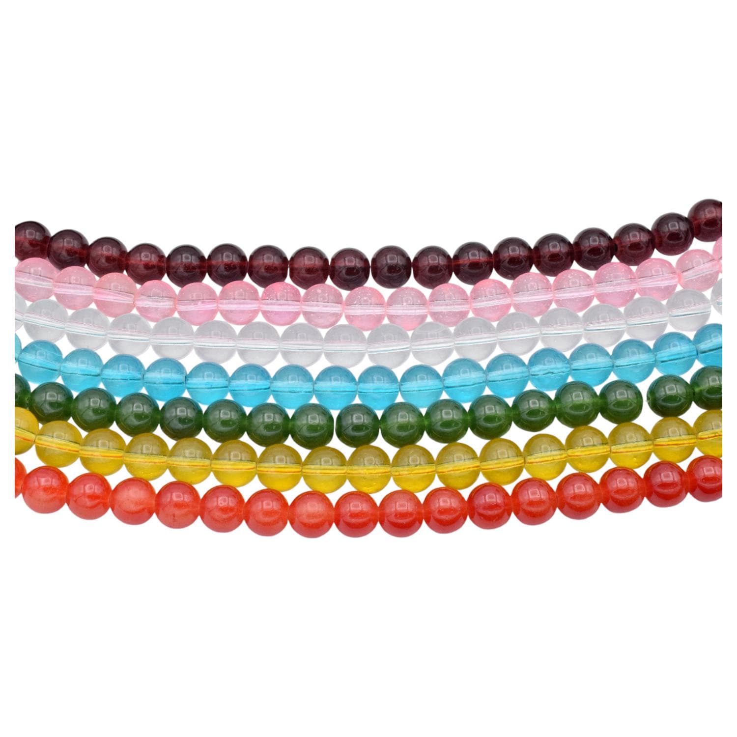 Clear Glass Jelly Beads Jewelry: Shimmering Translucent Strands - 8mm & 10mm Sizes, DIY Crafting Essentials
