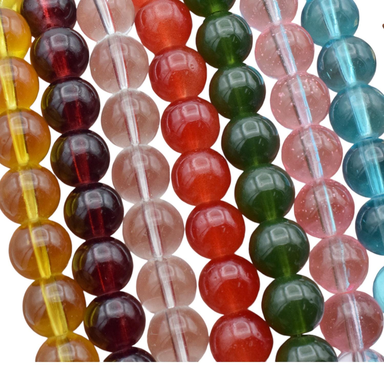 Clear Glass Jelly Beads Jewelry: Shimmering Translucent Strands - 8mm & 10mm Sizes, DIY Crafting Essentials