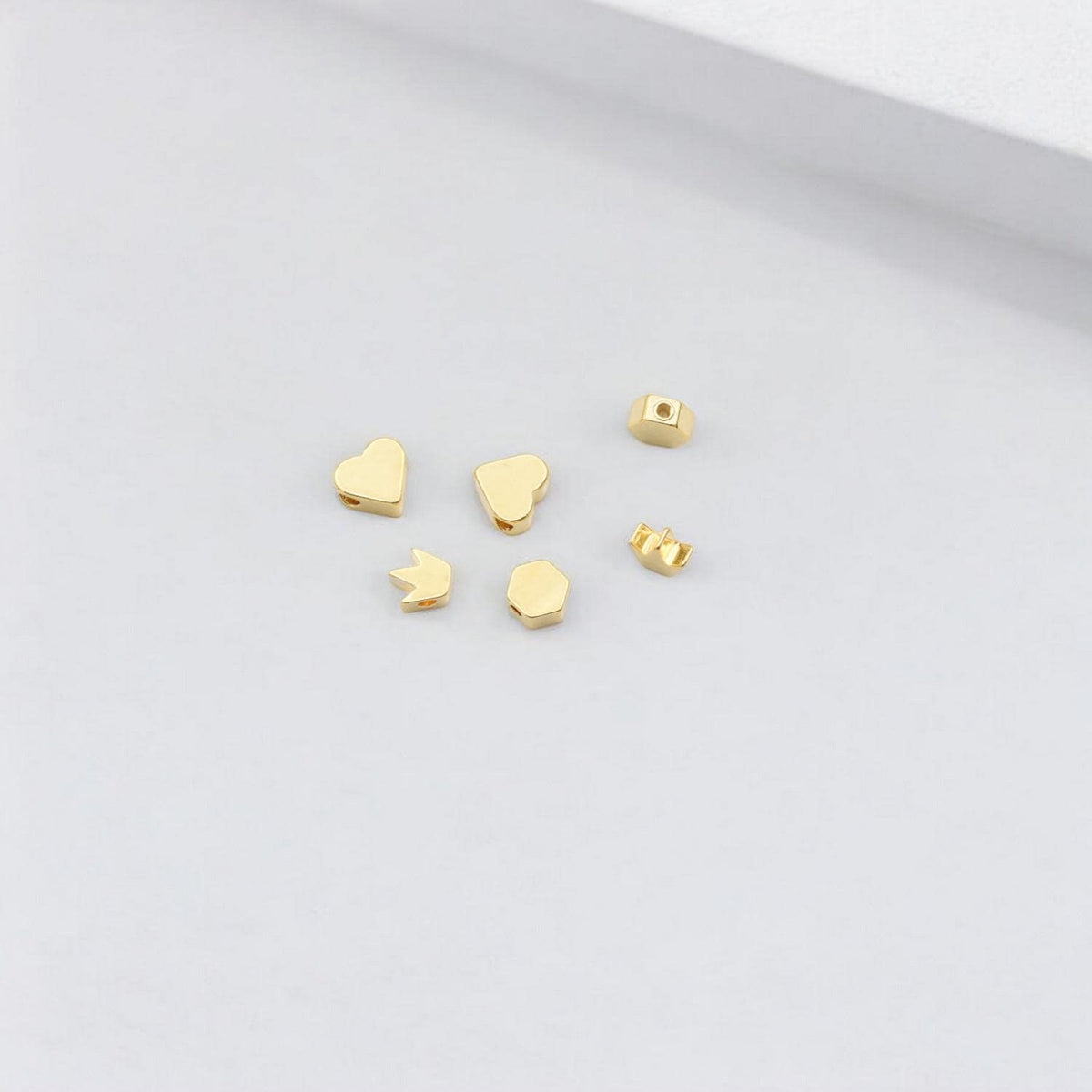 Heart Crown Hexagon Gold Filled Alternative Spacer Beads, Radiant Finish (14k, 5-7mm, Durable Jewelry Components)
