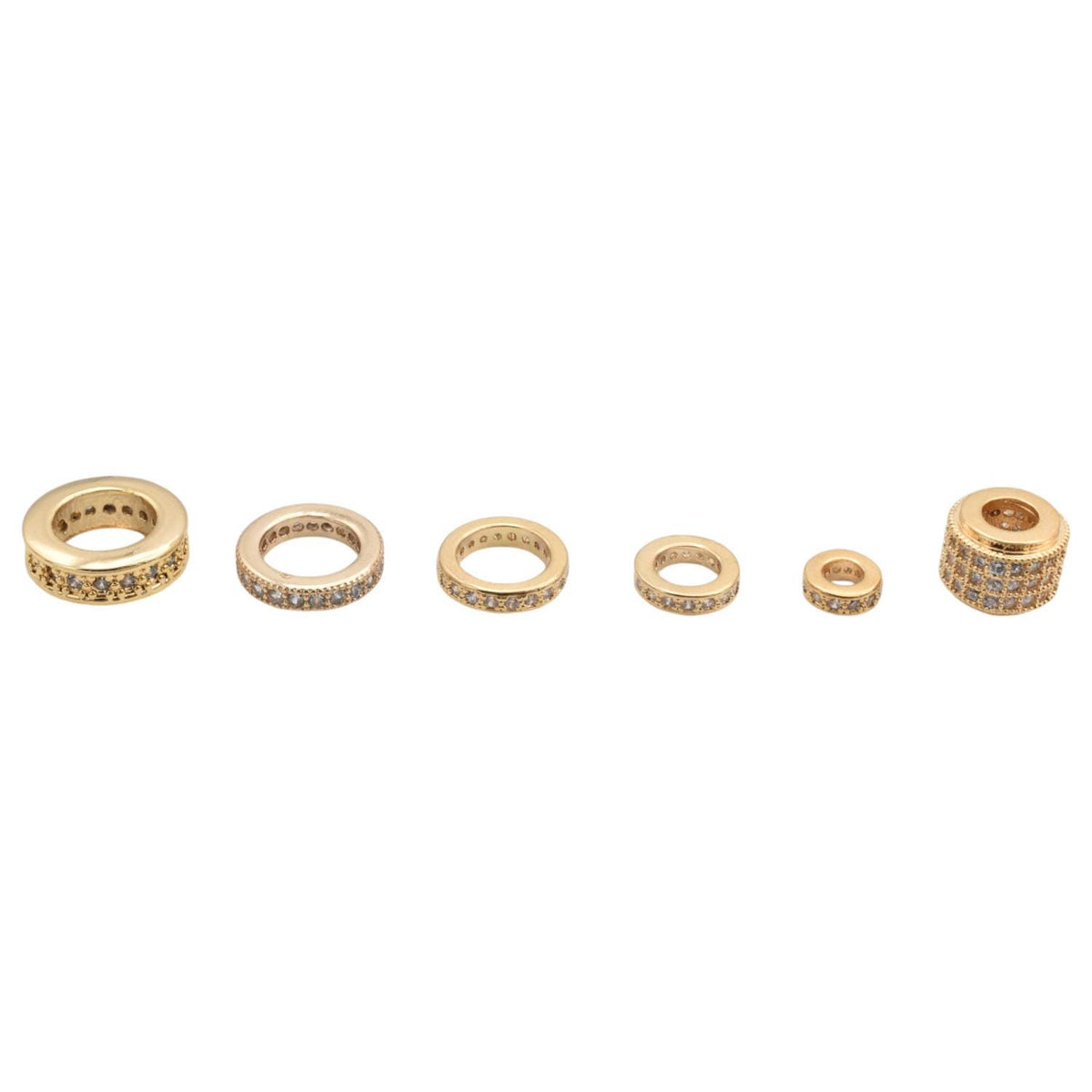 18k Gold Filled Look Spacer beads Micro pave Cubic Zirconia  Beaded Jewelry 6mm/8mm/10mm/11mm/12mm/7x9mm 3 PCs/PK jewelry...
