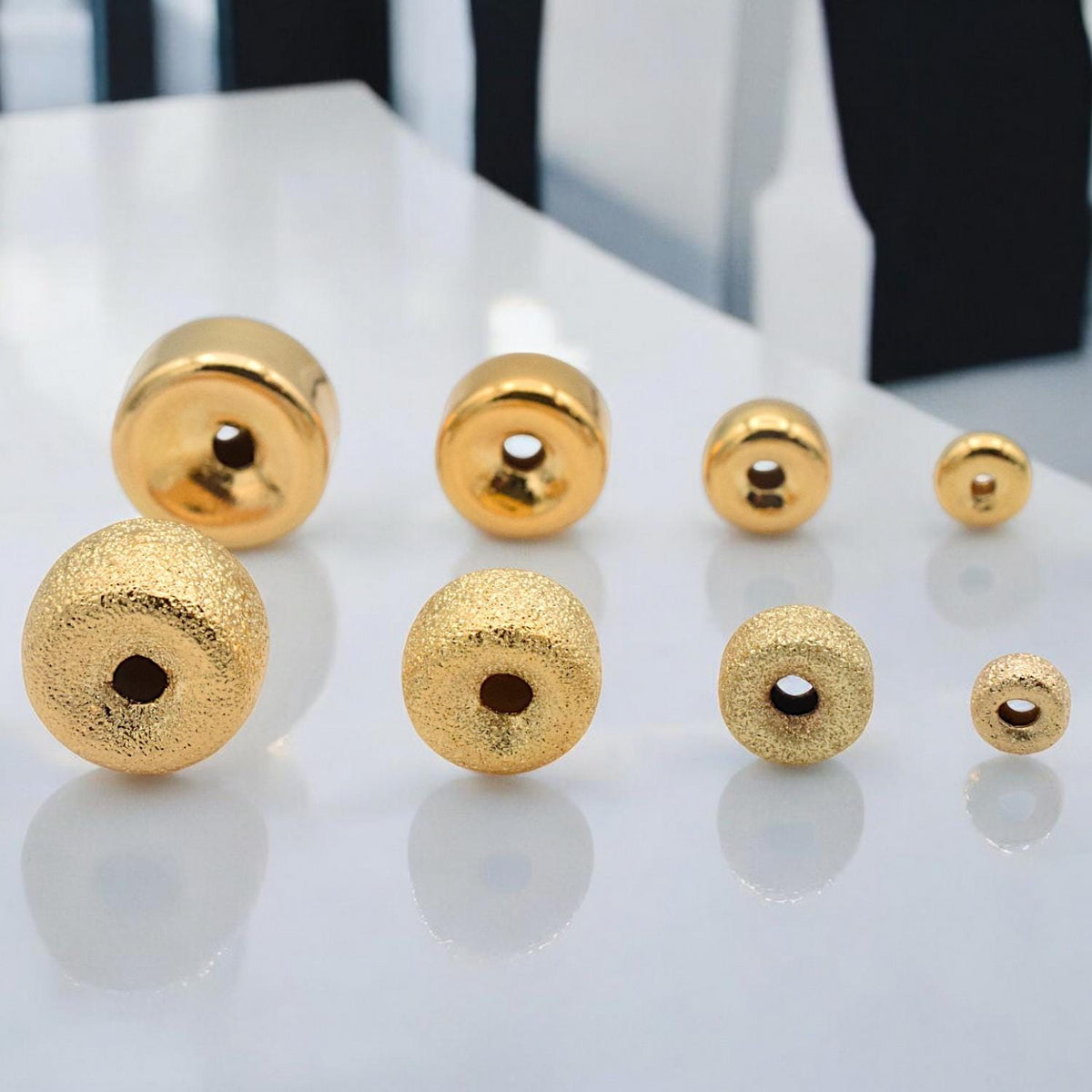 18K Gold Filled Look,Rondel Spacer Beads,Plain Beads, Stardust Roundel, Various Sizes 4mm, 6mm, 8mm,10mm Spacer Findings J...