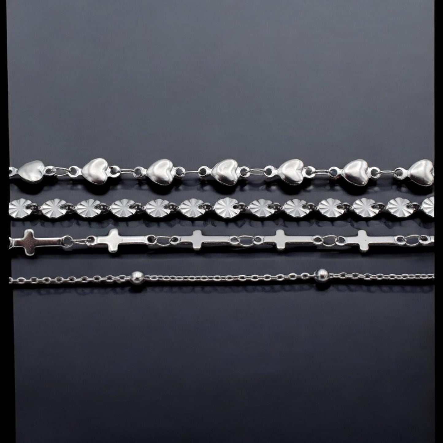 Shaped Chain Cross: Heart, Medal & Ball Links - High Quality Stainless Steel, Tarnish Resistant for Jewelry Making