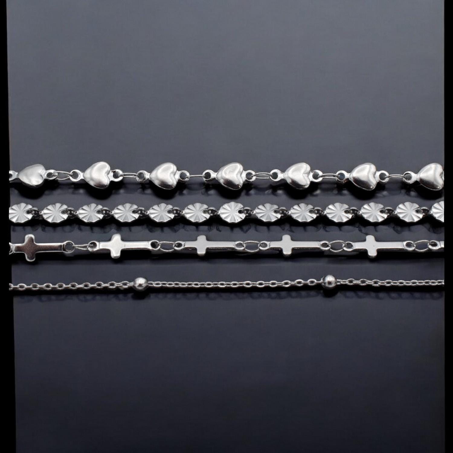 Shaped Chain Cross: Heart, Medal & Ball Links - High Quality Stainless Steel, Tarnish Resistant for Jewelry Making