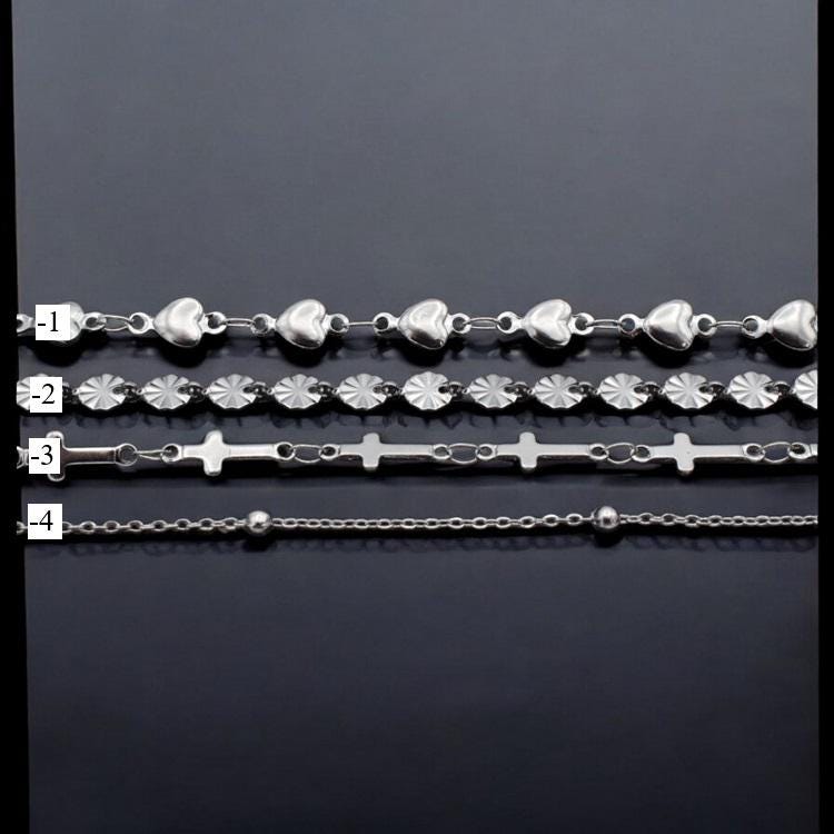 Shaped Chain Cross: Heart, Medal & Ball Links - High Quality Stainless Steel, Tarnish Resistant for Jewelry Making