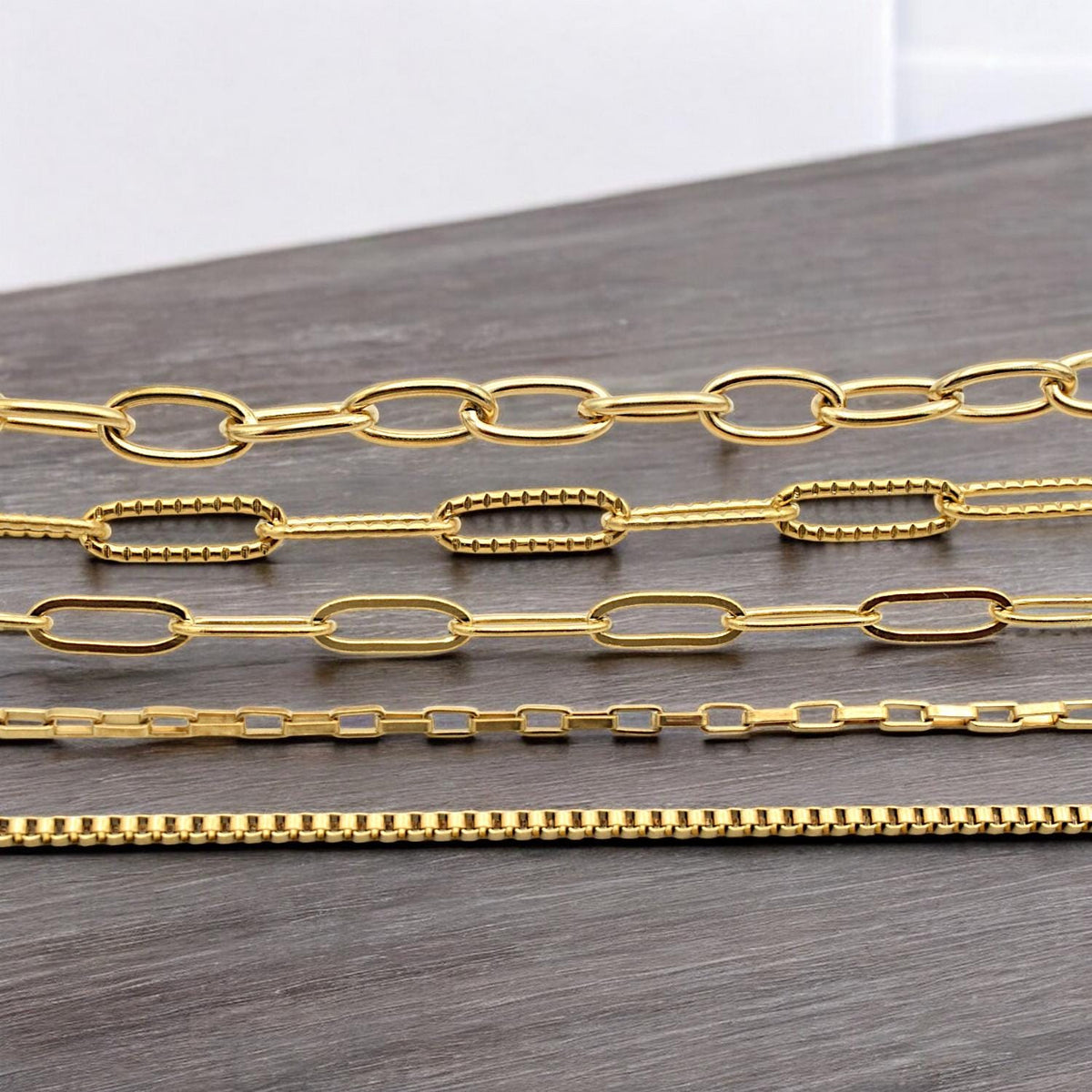 Gold Plated Stainless Steel unfinished chain paper clip box chain for jewelry making 3 feet/pk jewelry making supplies - d...
